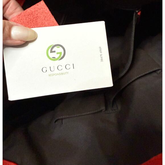 Gucci Red Britt Dome pebbled Satchel GG Leather Large Authentic with duster bag - Picture 5 of 13